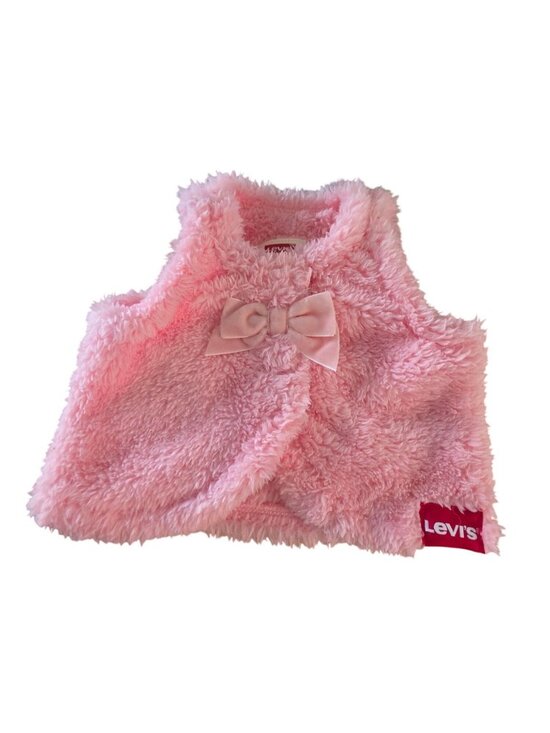 Levi's Other - Levi's Baby Girls Pink Sherpa Fleece Vest Newborn NB Snap Front Bow Layering